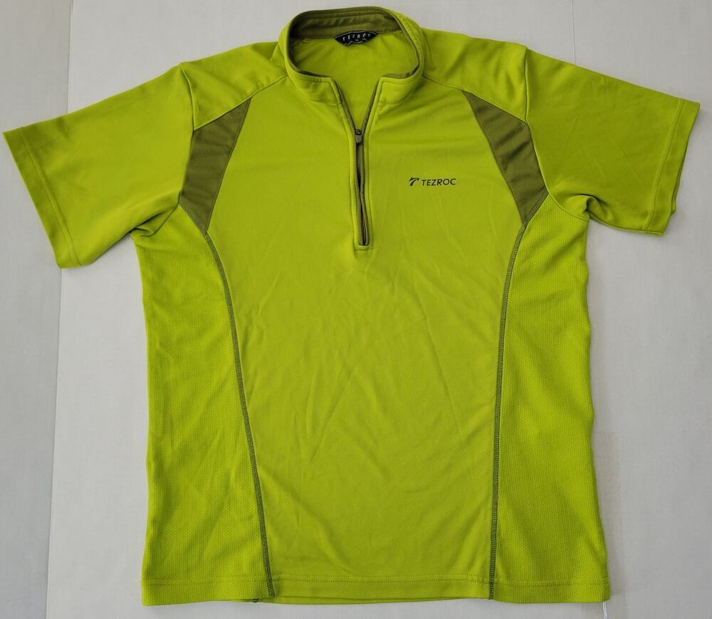 TezRoc 100 Chatreuse Green Qtr Zip Trail Running Athletic Tee Pullover Size XL